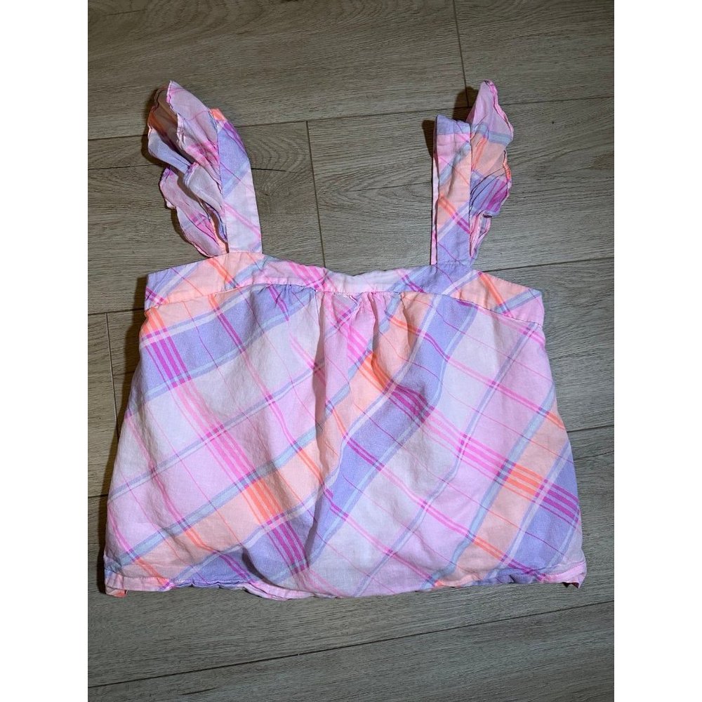 Lilly Pulitzer Reyna Pink Isle Madras Ruffled Tank Top Medium